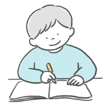 Illustration of boy writing in notebook