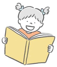 Illustration of girl reading book