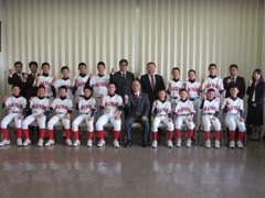 第44回日本少年野球春季全国大会出場「岡山ボーイズ」の来訪の様子