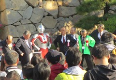 岡山城×ウルトラマン50年史記念展オープニングの様子