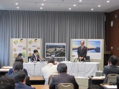 岡山県知事と岡山市長との懇談会の様子