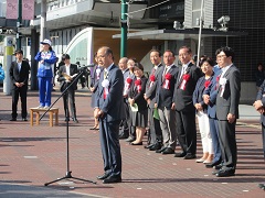 挨拶を行う大森雅夫岡山市長