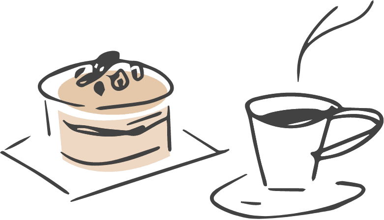 コーヒーとパンケーキのイラスト