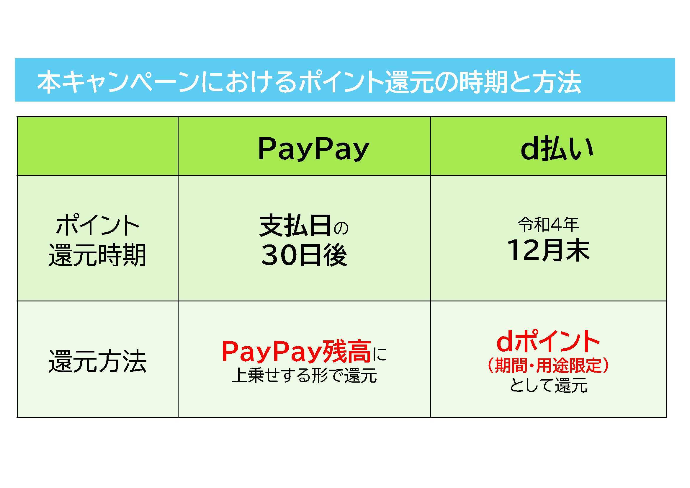 本キャンペーンにおけるポイント還元の時期と方法説明資料