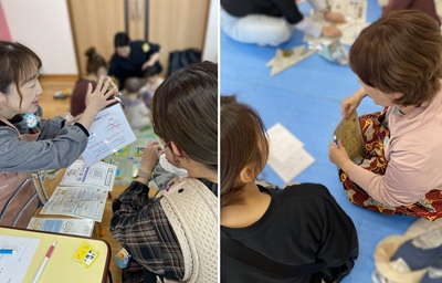 新規会員さんに広場の利用方法を説明するスタッフ