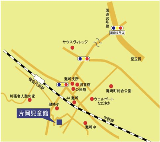 片岡児童館までの地図の画像