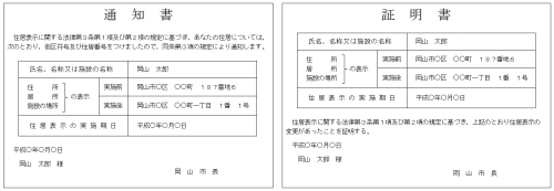 通知書と証明書