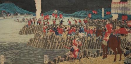 月岡芳年「高松水攻築堤の図」の画像