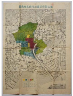 「岡山都市計画地域指定参考図」昭和4年頃の画像