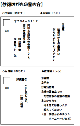 緑の図書室 図書館ナビ 夏休み司書体験 開催のご案内 岡山市