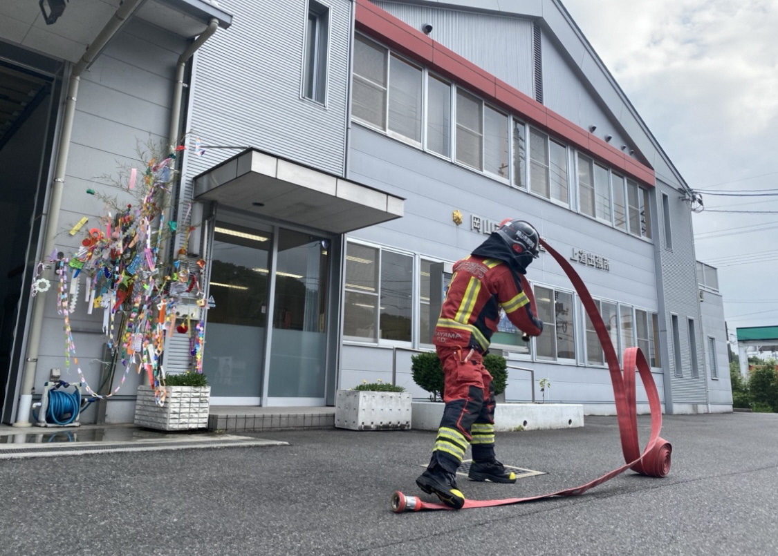 ホース延長訓練の様子