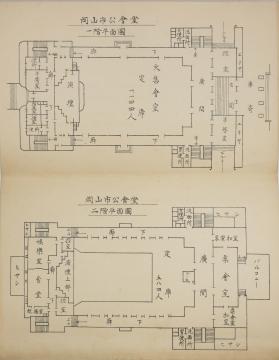 岡山市公会堂の平面図の画像