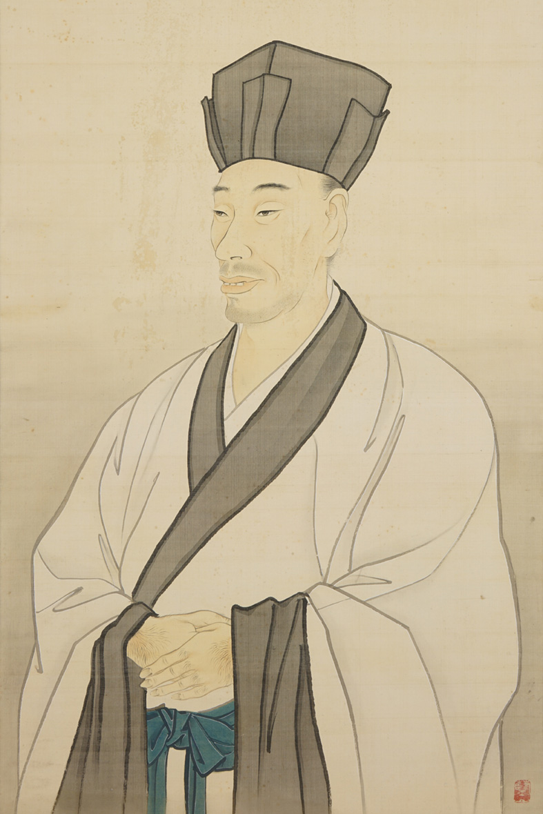 河本立軒の肖像画（寛政12年に大野文泉が描いた原画の模本とみられるもの）の画像
