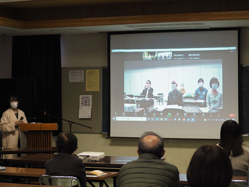 京山公民館とオンライン開催の様子