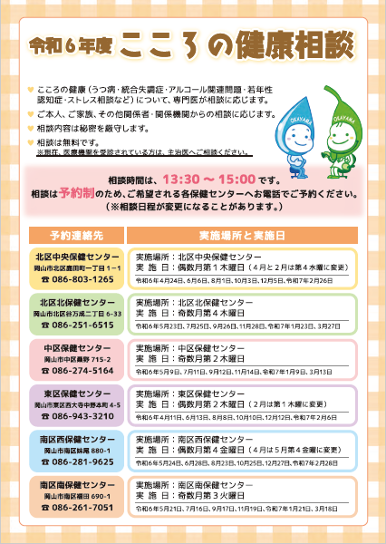 令和6年度こころの健康相談チラシおもて