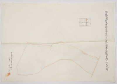 岡山県児島郡東興除村壱番開墾内川慣行水面専用 漁場実測目標見取図