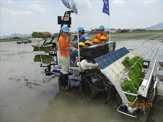 田植機の運転の写真