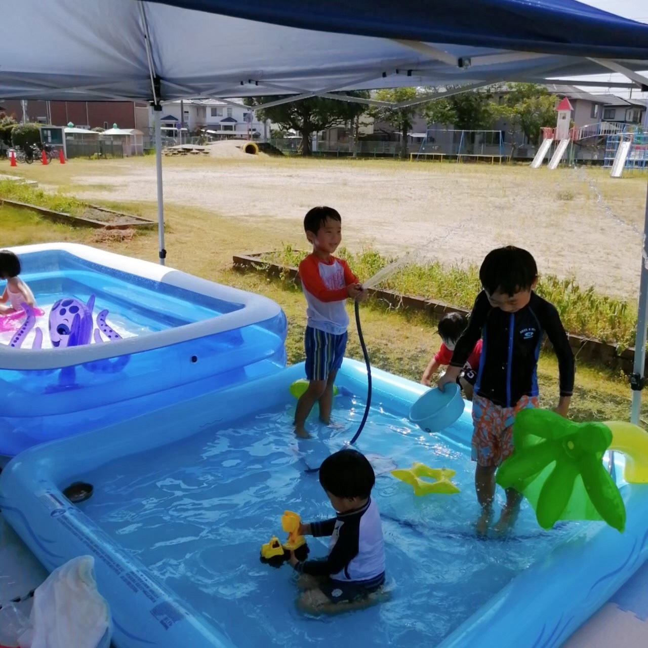 水遊びをしている様子