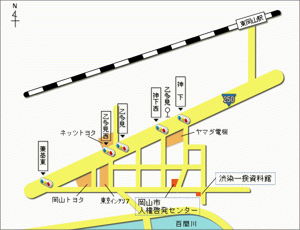 渋染一揆資料館付近図