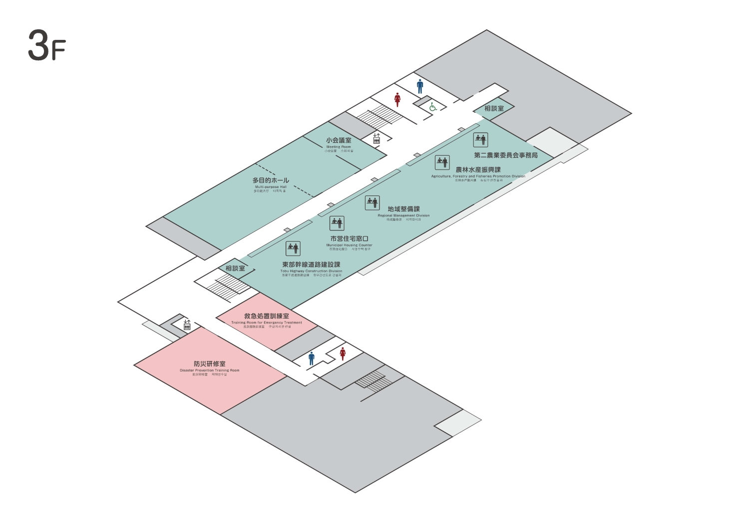 東区役所庁舎３階フロアマップ(農林水産振興課、地域整備課、東部幹線道路建設課等)
