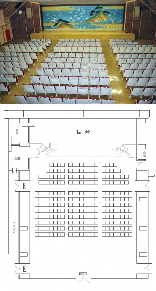 大研修室の写真と座席図