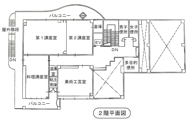 福田公民館の2階平面図