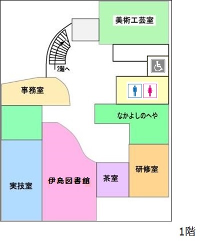 京山公民館の1階平面図