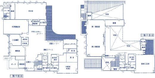 津高公民館の1階及び2階平面図