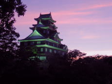 岡山城天守閣の夕景写真
