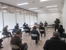 岡山市本庁舎等整備基本計画（素案）の説明会の様子