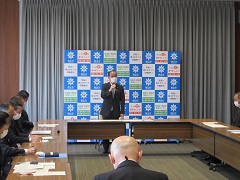 第13回岡山市新型コロナウイルス感染症対策本部会議の様子